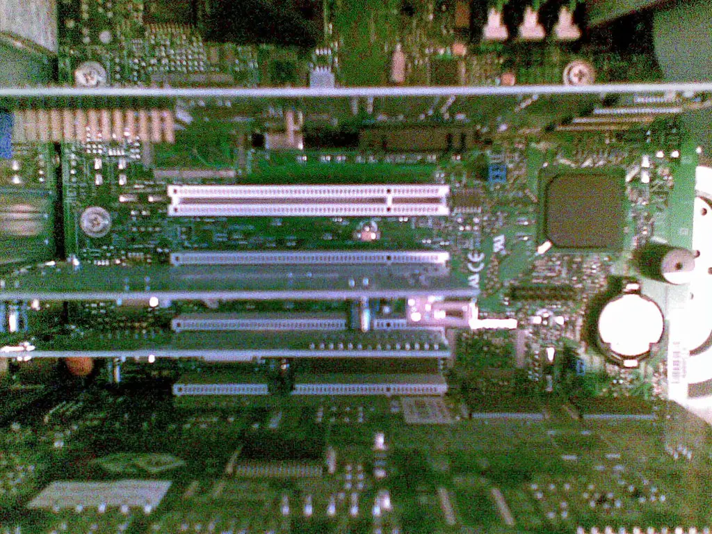 PC motherboard with AGP and PCI slots